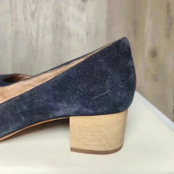Madewell The Ella Pump Blue Suede Block Heel Round Toe Size 9.5 Women’s - Picture 3 of 9